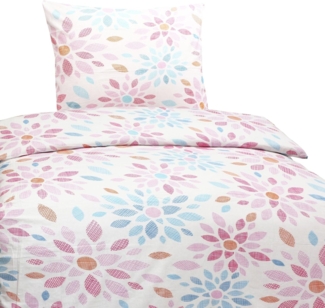 JACK Bettwäsche 135x200cm Mandala Flowers, Renforcé, 2 teilig, Mandala- und Blumen-Mix in Rosa/ Blau