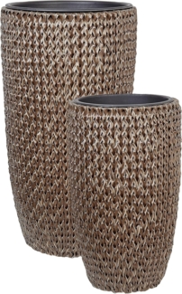 Set mit 2 Blumentöpfen CEDRUS PE Rattan 37 45 cm Braun