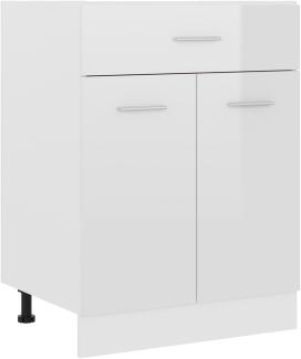 vidaXL Schubunterschrank mit 2 Regalböden 1 Schublade Schrank Küchenzeile Küchenmöbel Unterschrank Küchenschrank Hochglanz-Weiß 60x46x81,5cm Holzwerkstoff