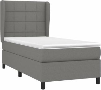 vidaXL Boxspringbett mit Matratze Dunkelgrau 90x190 cm Stoff 3127926