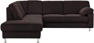 Cavadore Ecksofa Belfast mit Ottomane links / Polsterecke mit Federkern / inkl. Vorziehsitz und Bettkasten / 243 x 88 x 218 / Mikrofaser Schwarz