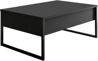 Menzzo Couchtisch, Sibylle, 60x90 cm, Metall, Schwarz und Holz, Anthrazit