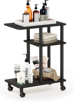 Furinno Beistelltisch mit Rollen für Sofas, Holz, Espresso/Schwarz, 29.49 x 50 x 56.79 cm