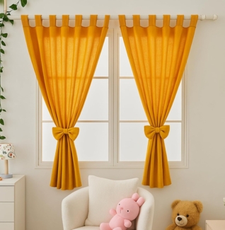 Alavya Home® Vorhang Alice PREMIUM Musselin Stoff (2 St), Schlaufen, Lichtschutz, 100% Bio-Baumwolle, Vorhänge 100x150 cm Kurz 2er-Set für Kinderzimmer