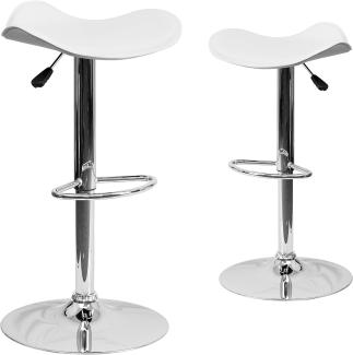 Flash Furniture Höhenverstellbarer Barhocker, Kunststoff, Vinyl, Chrom, Sperrholz, Schaumstoff, Metall, weiß, 2er-Pack