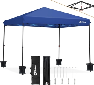 Sekey One-Touch Pop Up Pavillon 3x3 Wasserdicht Stabil Winterfest, Faltpavillon 3x3 m mit Verdickten Röhren, Partyzelt Pavillion Klappbar für Camping Festival Party, Blau