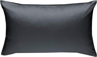 Bettwaesche-mit-Stil Mako-Satin / Baumwollsatin Bettwäsche uni / einfarbig anthrazit Kissenbezug 50x70 cm