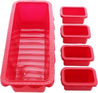 Coolinato Backform Coolinato Silikon Kastenform Set 5tlg, ROT, inkl. Rezepte