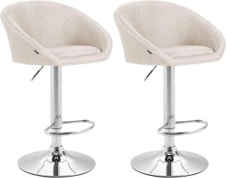 2er Set Barhocker Miami V2 Stoff chrom, creme