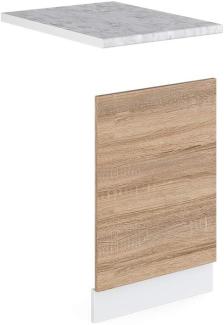 Vicco Küchenschrank R-Line Hängeschrank Unterschrank Küchenzeile Küchenunterschrank Arbeitsplatte, Möbel verfügbar in anthrazit und weiß (Sonoma mit Arbeitsplatte, Geschirrspülerblende 45 cm)