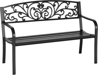 Outsunny Gartenbank Armlehne, wetterfeste Sitzbank, 2 Sitzer (Balkonbank, 1-St, Parkbank mit Rückenlehne), bis 250 kg Belastbar für Balkon, Terrasse