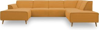 DOMO Collection Jules Wohnlandschaft, Skandinavisches Sofa mit Federkern, Couch in U-Form, gelb, 159 x 333 x 191 cm