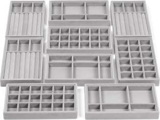 Belle Vous Schmuckständer Grauer Samt Schmuck-Organizer - 9-teiliges Set (9 St)