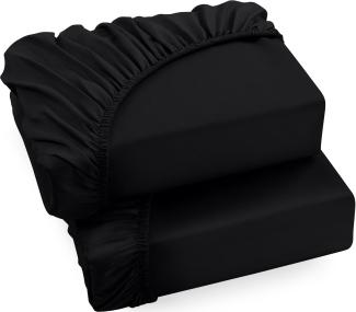 Utopia Bedding - 2er Set Spannbettlaken 180x200 cm - Schwarz - Gebürstete Mikrofaser Spannbetttuch - 35 cm Tiefe Tasche