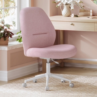 SONGMICS Schreibtischstuhl, Schminkstuhl, Bürostuhl, Drehstuhl gepolstert, höhenverstellbar, Wippfunktion, für Büro, Homeoffice, Jugendliche, pastellrosa OBG044R01V1