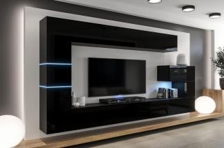 Furnitech AN89 New Modernes Wohnzimmer Wohnwand Wohnschrank Schrankwand Mediawand Möbel (LED blau, AN89NEW-21B-HG1)