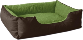 BedDog Hundebett LUPI, Hundesofa aus Cordura, Microfaser-Velours, waschbares Hundebett mit Rand, Hundekissen vier-eckig (S) ca. 55x40x17cm, MYSTIC (braun/grün)