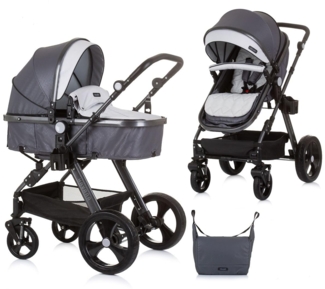 Chipolino Kombikinderwagen Havana 2 in 1 faltbar Tragetasche Sportsitz bis 22 kg silbergrau