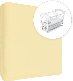 Jersey Spannbetttuch für Babybett, 100% Baumwolle, passend für 90x50 cm Babybett-Wiegebett-Matratze (Gelb)