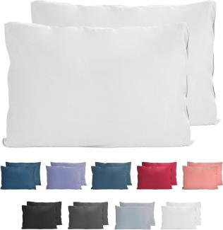 Komfortec 100% Baumwolle Kissenbezüge 2er Set 40x60 cm, Superweicher Premium Jersey Kopfkissenbezug 150 g/m², Kissenhülle, Weiß