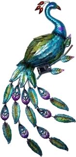 LED Wandelampe, Solarleuchte, Pfau, bunt, Höhe 92 cm