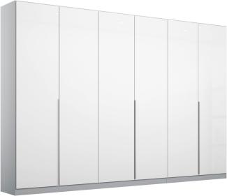 Rauch Möbel Alabama Drehtürenschrank Schrank Kleiderschrank Weiss Hochglanz, Seidengrau, 6-türig, Inklusive Zubehörpaket Premium, 3 Kleiderstangen, 6 Einlegeböden, 3 Schubkästen, BxHxT 271 x 210 x 54 cm