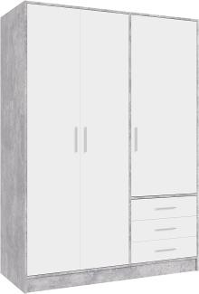 Forte 'Jupiter' Kleiderschrank, Stone Design/weiß, 3-türig, 145x200 cm