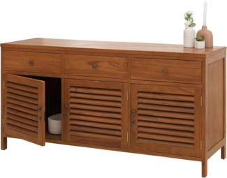 Teak-Badezimmerkommode HWC-M90, Badschrank Waschtisch, hochwertiges B-Grade-Teak (Kernholz, 20-30 Jahre), 81x155x50cm