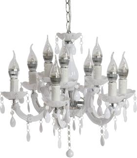 LED-Kronleuchter HW154, Hängeleuchte Lüster, 9-flammig 27W ~ weiß