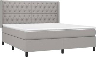 vidaXL Boxspringbett mit Matratze Hellgrau 160x200 cm Stoff, Härtegrad: H2 [3131681]