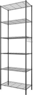 Himimi Regal,abstellraum Regal,Badezimmerregal Shelf,hoch schmal Standregale,Lagerregal 6 Ablage Küchenregal Metallregal, verstellbare Ablagen,Drahtkorb,54 x 29 x 160 cm,Schwarz