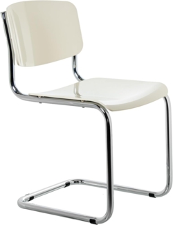 DRW Set mit 4 Stühlen aus ABS und Metall, verchromt und weiß, 43 x 57 x 81 cm