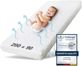 Ehrenkind® Kindermatratze Pur | Baby Matratze 90x200 | Babymatratze 90x200 aus hochwertigem Schaum und Hygienebezug