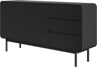 Selsey 'Oro' Sideboard 2-türig mit 3 Schubladen, schwarz, ca. 82 x 154 x 40 cm