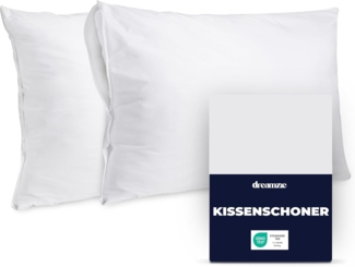 Dreamzie Kissenschoner 50x70 cm - 2er-Set - Kissenbezug wasserdicht und Öko-TEX - Kopfkissen Schutzbezug Schwitzen mit Reißverschluss