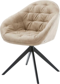 Drehstuhl Gaio-Flex Mikrofaser Beige Vintage Kreuzgestell breit Schwarz 360° drehbar Wippfunktion