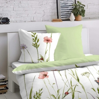Dormisette Mako-Satin Bettwäsche Sommerwiese|155x220 cm + 80x80 cmDormisette Mako-Satin Bettwäsche Sommerwiese