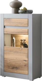 Vitrine Tamaris in grau matt und Eiche 66 x 113 cm
