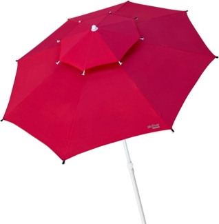 Aktive 53849 Gartenschirm, großer Sonnenschirm, Ø 280 cm, achteckig, Mast 28-32 cm, mit Belüftungsdach, UV35 Schutz, Rot