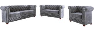 S-Style Möbel Polstergarnitur Chesterfield Leeds 3+2+1, (1x 3-Sitzer-Sofa, 1x 2-Sitzer-Sofa, 1x Sessel), mit Wellenfederung