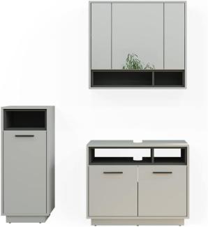 Badmöbel-Set Beatrice Grau 3 Teile Vicco