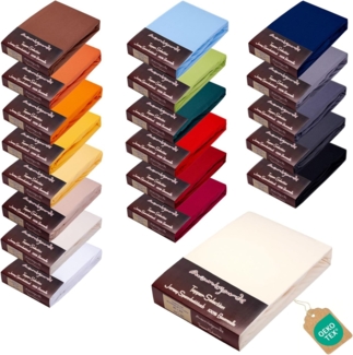 AVANTGARDE Premium Topper - Spannbettlaken - 140x200-160x220 cm - extra niedriger Steg - für Boxspringbett - Topperauflage - Spannbetttuch Jersey Baumwolle (02 Natur, Topper 140x200 cm - 160x220 cm)