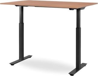 120 x 60 cm WRK21® SMART - Elmau Buche / Schwarz elektrisch höhenverstellbarer Schreibtisch