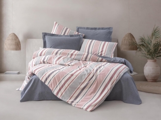 Doppel-Bettbezug-Set (DE), 'Duo', Dunkelblau, Weiß, Rosa