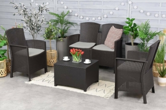 Dmora - Lounge-Set für den Außenbereich Urano, Gartenmöbel-Set mit Kissen, Lounge-Set für den Innenbereich in Rattan-Optik, 100% Made in Italy, Anthrazit