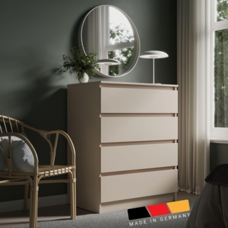 Home Collective Kommode mit 4 Schubladen Kommode schmal Holz Schrank (Highboard Anrichte Schlafzimmer Wohnzimmer Flur Büro Organizer), Kommode 76 cm breit Schrank mit Schubladen Sideboard Kaschmir