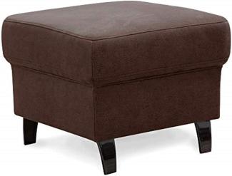 Cavadore Hocker Ammerland, Polsterhocker, Fußbank für Wohnzimmer passend zur Wohnlandschaft Ammerland, 58 x 48 x 58, lederoptik cognac