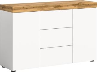 xonox. home Wohnen Sugar X8AK6T01 Sideboard Kommode Schrank elegant in Weiß Melamin mit 2 Türen und 4 Fächer, ca. B/H/T: 125 x 80 x 37 cm