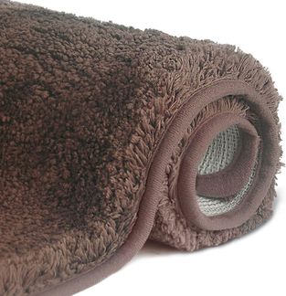 FCSDETAIL rutschfeste, Hochflor Badteppiche 50x80 cm, Maschinenwaschbare Badematte, Badvorleger mit Wasserabsorbierenden, Weichen Mikrofasern für Badewanne, Dusche und Badezimmer (Dunkelbraun)