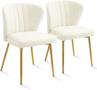Sepnine Esszimmerstühle 2er Set, Samt Küchenstuhl, Wohnzimmerstuhl mit Metallbeinen für Esszimmer Wohnzimmer Schlafzimmer Küche Besprechungsrau Weiß